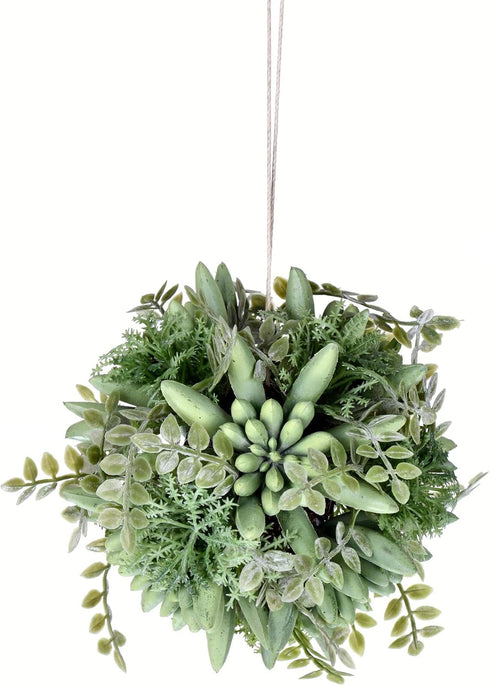 Vickerman Everyday 5" Artificial Mixed Gray Green Succulent Ball, Faux Floral Decor for Home or Office Arrangement