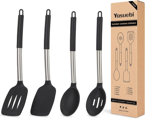 Kitchen Utensils Set of 4 Pack - Silicone Cooking Utensils for Nonstick Cookware, BPA Free, Dishwasher Safe