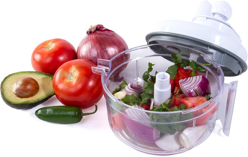 Salsa Master Salsa Maker, Food Chopper, Mixer and Blender, Manual Processor, White