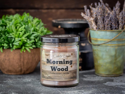 Morning Wood - Cedarwood Vanilla Scent - Funny 6 oz Jar Candle with 40 Hour Burn Time - Poured in Small Batches in The