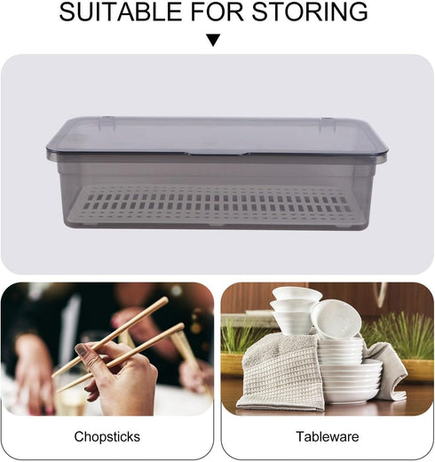 PRETYZOOM Box Storage Container - Grilling Utensils Holder with Lid for Chopsticks and Spatula Storage