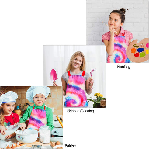 Adjustable Kitchen Cooking Chef Apron for Kid Girls Boys, with Pocket for Cooking, Baking, Art, Painting, Gardening,