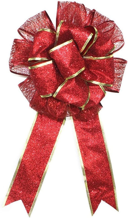 BinaryABC Valentine's Day Bows Decoration Ornaments, Christmas Tree Topper Bow (Red)