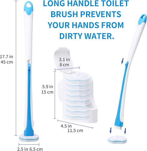 Disposable Toilet Brush with 40PCS Refills, Wall Mounted Compact Bathroom Cleaning System