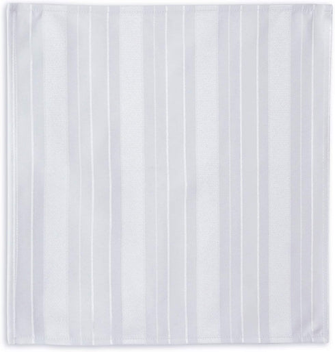 Newbridge White Denley Stripe Set of 4 Fabric Napkins, 100% Polyester, Heavy Weight Party Napkin