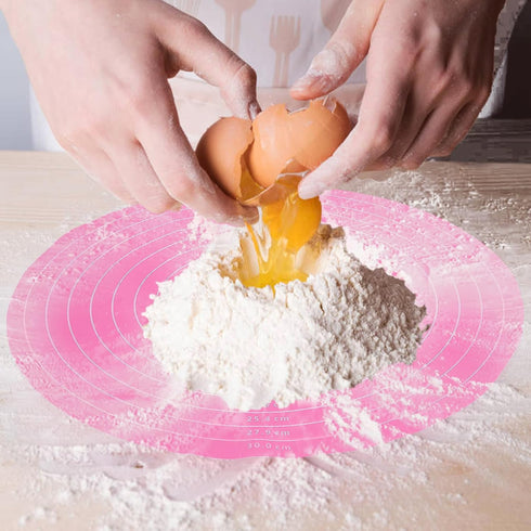 Silicone Baking Mat, Round Silicone Baking Mat, Small Silicone Kneading Mat, Non-Stick with Size Measurement