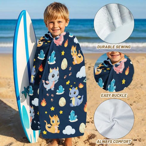 30x50 Dragon Beach Towel for Boys, Flannel Dragon Beach Towel, Dragons Hooded Bath Towel, Dragons Lover Gifts for Girls