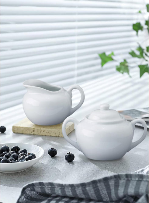 HIC Kitchen 2-Piece Sugar and Creamer Set, Fine Porcelain