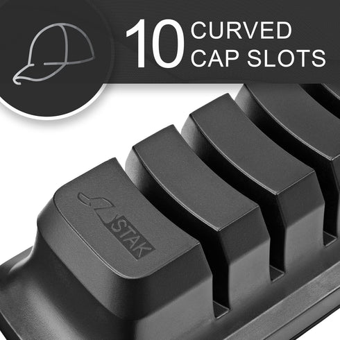 Hat Organizer for Baseball Caps, Holder for 10 Caps, No Install Required Closet Rack System - Black