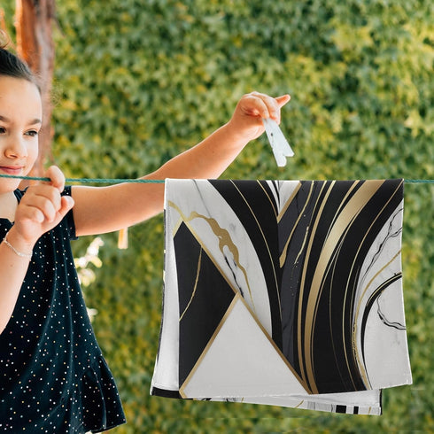 KENADVI Set 2 14"x28" Black and White Hand Towels for Bathroom of Soft Absorbent Marble Gold Texture Stone Abstract