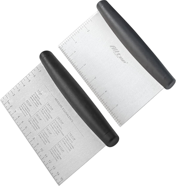 ALLTOP Bench Scraper & Chopper, Stainless Steel Blade Knife, Ideal Kitchen Tool for Baking and Meal Prep, Set of 2