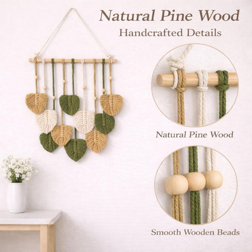 15.7x36 Inch TUDRUKU Macrame Wall Hanging Nursery Decor Leaves Woven Tapestry Feather Handmade Yarn Tassels Boho Wall