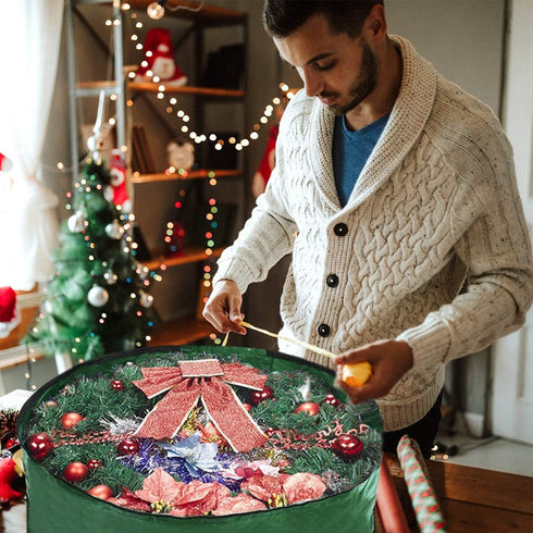 Propik Christmas Wreath Storage Bag - 30" Holiday Container with Clear Window, Tear Resistant Fabric