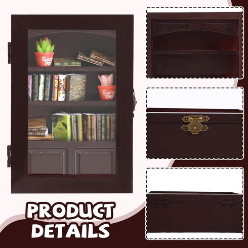 24 Anxiety Bookshelf with Real Mini Books, Cute Mini Bookshelf for Home Room Office Decor, Miniature Library Gifts