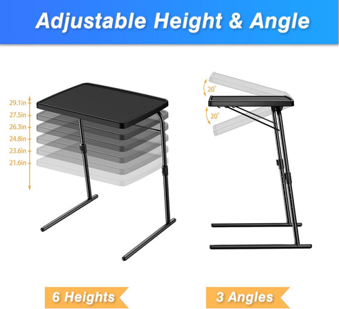 Allpop 6 3 Max TV Tray Table, Adjustable Large TV Tray for Eating, Folding Dinner Laptop Table on Couch & Bed