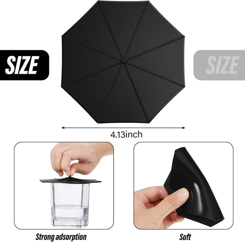 Patelai 6 Pcs Silicone Cup Covers 4.13 Inch, Flexible Reusable Mug Lid for Coffee Tea (Black)