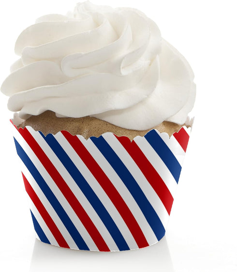 Big Dot of Happiness Red, White and Blue - Patriotic USA Party Cupcake Wrappers - Memorial Day and 4th of July