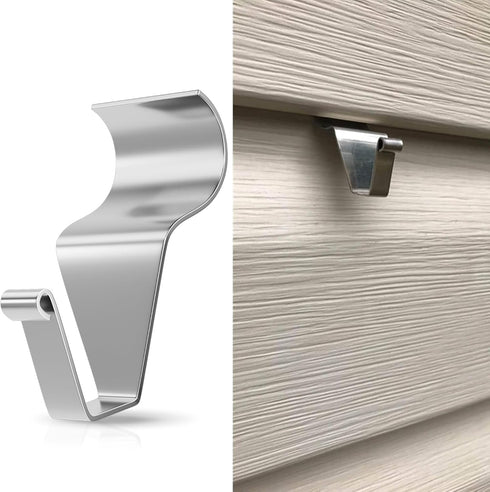 MIUKAA Vinyl Siding Hooks, 4-Pack Stainless Steel No Hole Clips for Outdoor String Lights and Decor