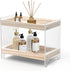 Bathroom Countertop Organizer, 2-Tier Wood Shelf for Cosmetic Storage, Acrylic Standing Rack for Home