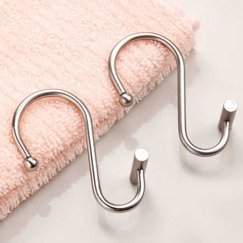 Nickel Shower Curtain Hooks - Rust Proof Decorative Rings for Bathroom, Silver Metal T-Bar Design, Set of 12