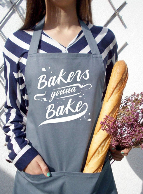 Funny Baking Aprons for Women Men, Cute Kitchen Cooking Apron with 2 Pockets, Gifts for Bakers