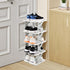 Eagrye 5 Closet, Tier Vertical Narrow Shoe Storage Organizer for Saving Space, Gray Plastic Small Collapsible Shoe Rack