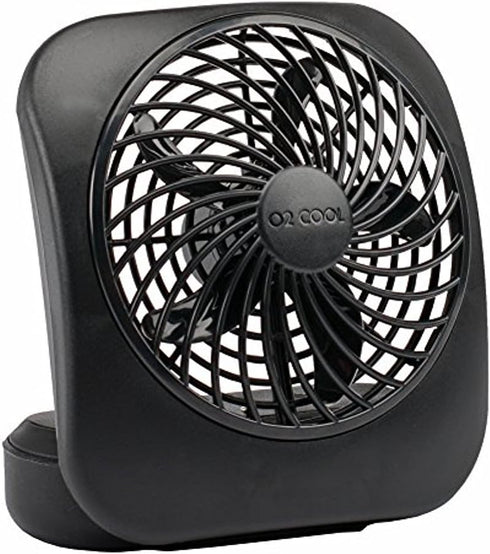 O2COOL Treva 5 Inch Battery Powered Fan, Portable Desk Fan with Compact Folding & Tilt Design, Black
