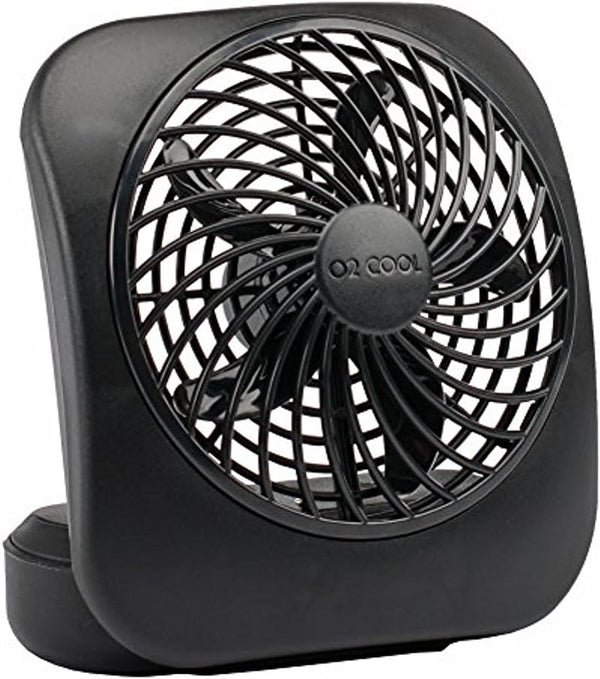 O2COOL Treva 5 Inch Battery Powered Fan, Portable Desk Fan with Compact Folding & Tilt Design, Black