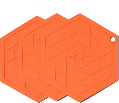 Trivet Mat Set of 3, Silicone Pot Holder, Hot Pads for Pots and Pans (Red Coral)