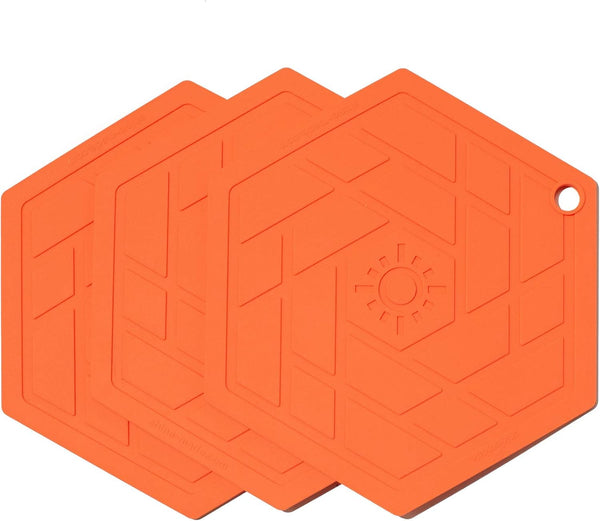 Trivet Mat Set of 3, Silicone Pot Holder, Hot Pads for Pots and Pans (Red Coral)