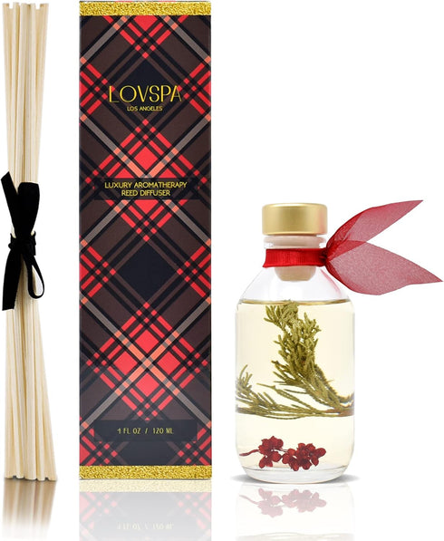 LOVSPA Reed Diffuser Set - Joy Winterberry Spruce Scented Oil Diffuser with Sticks for Home Fragrance