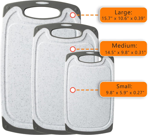 Cutting Board for Kitchen, Marble Cutting Boards for Kitchen, Large-Small Marble Cutting Boards Set of 3, Non Slip Marble Cutting Board, Dishwasher Safe Cutting Boards (Marble White)