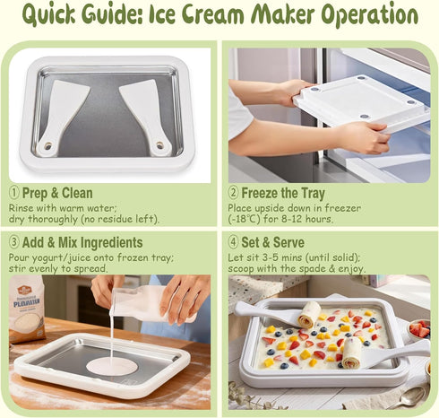 Maker,304 Frozen Rolled Ice Cream Stainless Steel Instant Ice Cream Machine with Ice Cream Tray DIY Yogurt, Gelato