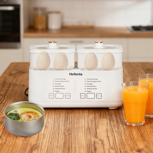 Hofenta Timer(0.5-9.5H), Shut-Off/2 16 Rapid Electric Egg Cooker for Hard Boiled Eggs,Egg Boiler with Auto Tiers, Eggs