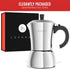 6 100% LuxHaus Moka Pot - Cup Stovetop Espresso Coffee Maker - Stainless Steel Italian and Cuban Mocha Coffee Maker