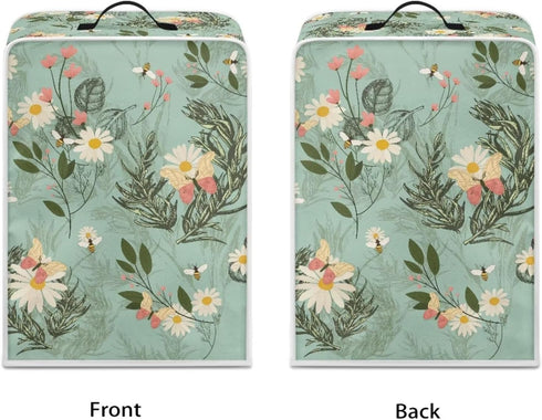 Coffee Maker Cover Kitchen Appliances Protector Universal Fits for Most Standard Coffee Makers, Keep Away From Dust Fingerprint Stain Liquid Dust Cover, Daisy Leaf Butterfly Bee