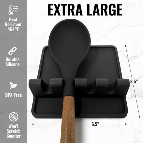 Zulay Kitchen Extra Large Silicone Utensil Rest, BPA-Free Heat-Resistant Spoon Holder with Drip Pad for Stove Top
