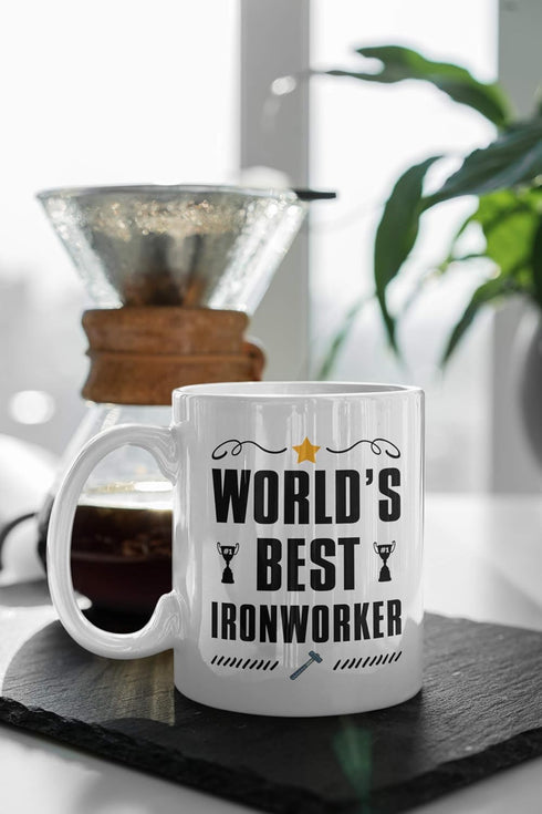 Ironworker Gifts - World's Best Iron Worker 11 Ounce Coffee Mug, Gift Idea for Co-Worker