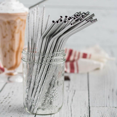 Reusable Stainless Steel Drinking Straws, 20 Pcs, 4 Sizes - 6.3'' 7.1'' 8.5'' 10.5'', BPA Free with 2 Brushes and Carry
