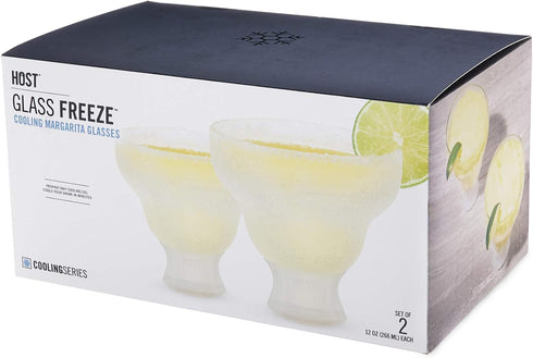 Host Glass Freeze Insulated Gel Chiller, Double Wall Frozen Cocktail Cups, Set of 2