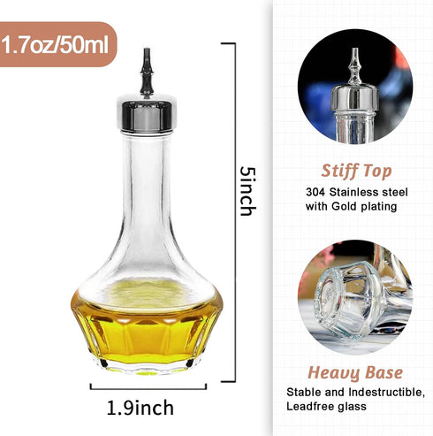 LINALL Bitters Bottle Set of 3-1.7oz/50ml Dasher Bottles with Gold, Rose Gold, and Matte Black Dasher Top for Craft