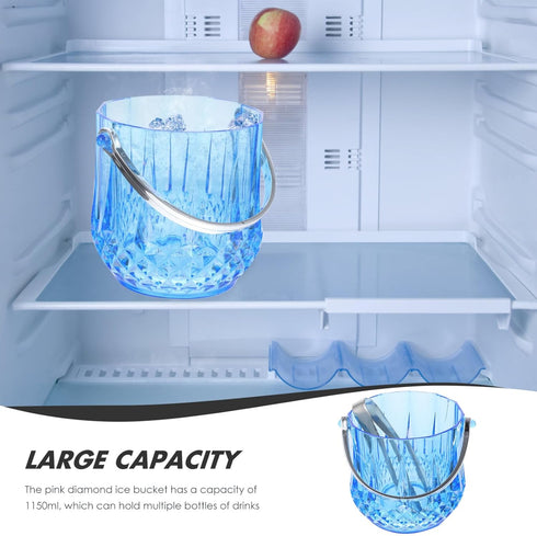 Kichvoe Transparent Bar Ice Cube Bucket with Ice Tongs - 1150ml Ice Container for Home Wine and Beer Storage