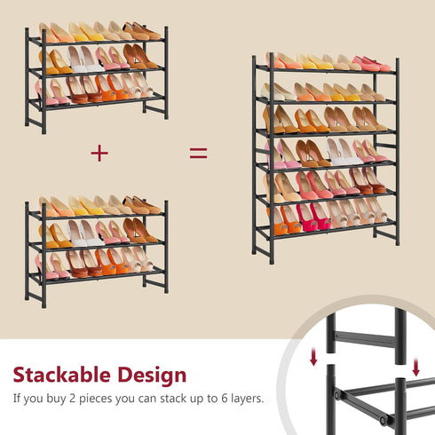 Closet 3 28-41Adjustable Closet, Tajsoon Expandable Shoe Rack for Tier, & Stackable Shoe Shelf Storage, Metal Shoe Rack