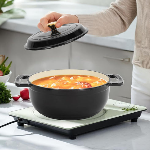 Bonnlo 500 5 Round Dutch Oven, Enameled Cast Iron Dutch Oven Pot with Lid & Dual Handles, Oven Safe Up to F