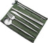 Reusable Travel Utensils, 7 Pieces Portable 18/10 Stainless Steel include Knife Fork Spoon Chopsticks Cleaning Brush Straws Portable Pouch, Eco-friendly Camping Silverware Set, Dishwasher Safe by Gugrida