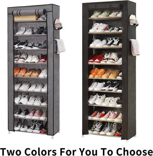 9-Tier Closet 27 PENGKE Shoe Storage Organizer with Dustproof Cover - Cabinet Shelf Holds up to Pairs - for Doorway