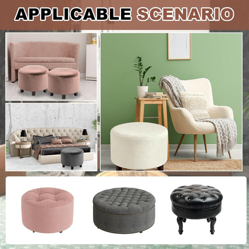 uxcell Velvet Round Footstool Slipcover, Stretch Foot Stool Protector Covers Plush Furniture Protector Cover
