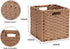 DULLEMELO Wicker Storage Baskets, 11x11 Cube Bins, Foldable Plastic Cubby Baskets Set of 2 for Organizing, Brown