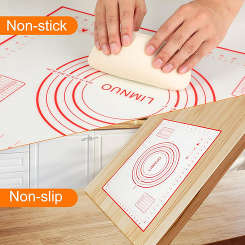Silicone Baking Mat, Non Stick Rolling Dough with Measurements for Pie Pizza Cookies