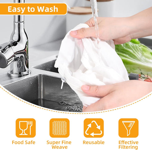 Esuduky 5 Pcs Premium Ultra Fine Mesh Strainer Bags with Stainless Steel Handle, Reusable Nut Milk Bags, Cheese Cloths